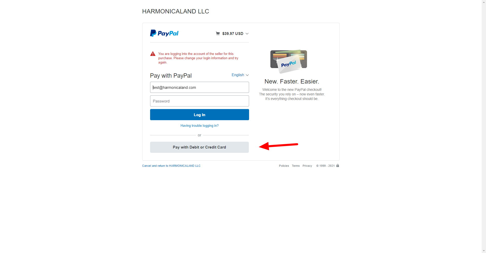 Use Paypal to order harmonicas or pay by credit card